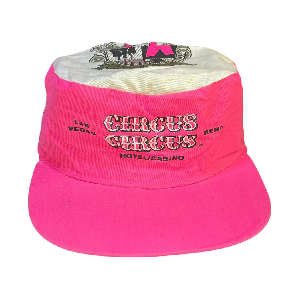 Vintage 90s Circus Circus Las Vegas Reno Pink White Snapback Casino Hat